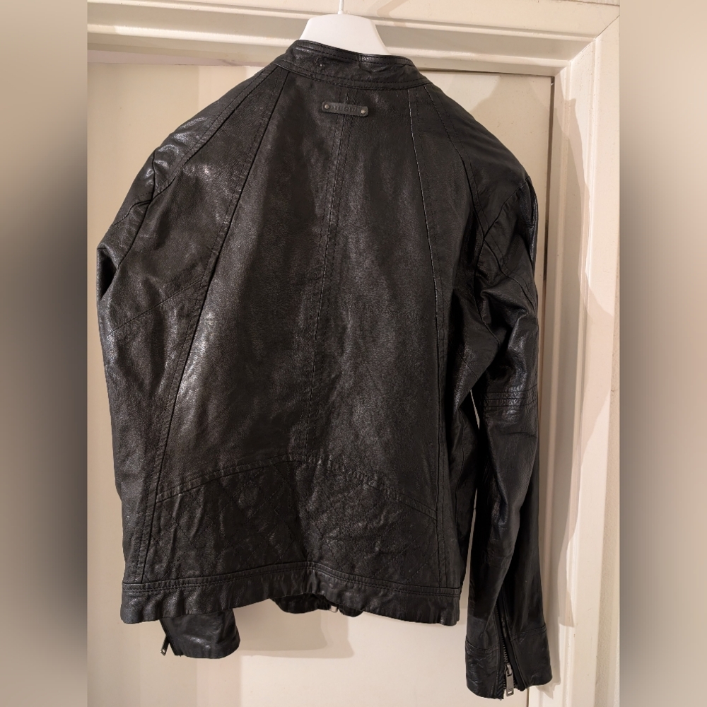 Diesel Men's Black Leather Jacket size large - Picture 2 of 10
